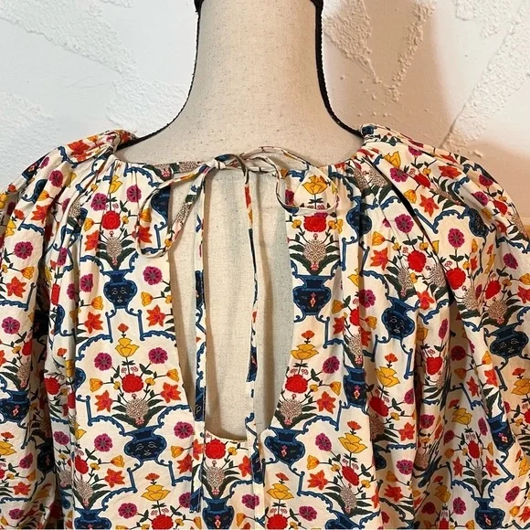 RHODE Colorful Floral Print Puff Sleeve Top Sz-S - Picture 5 of 9